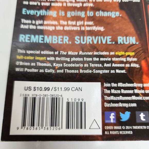 The Maze Runner (Young-Adult Sci-Fi Dystopian Thriller Fiction) Paperback Book - Picture 4 of 8